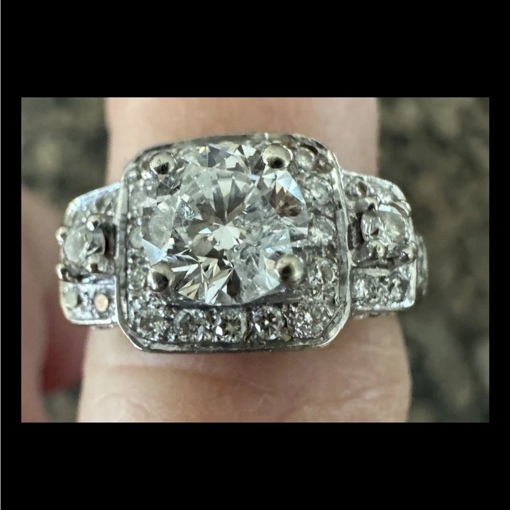 14k White Gold Engagement / Dinner Ring 1.51 CT Sz 6.5 TW 3.3 DWT NOT LAB GROWN